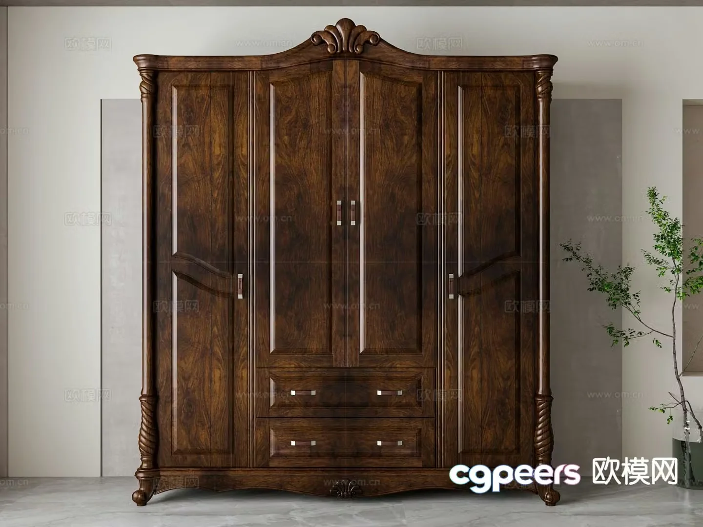 American wardrobe solid wood wardrobe 3d model