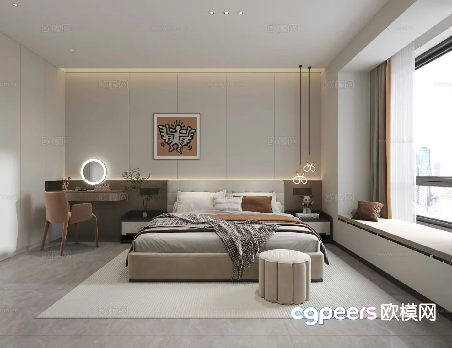 Modern bedroom master bedroom 3d model