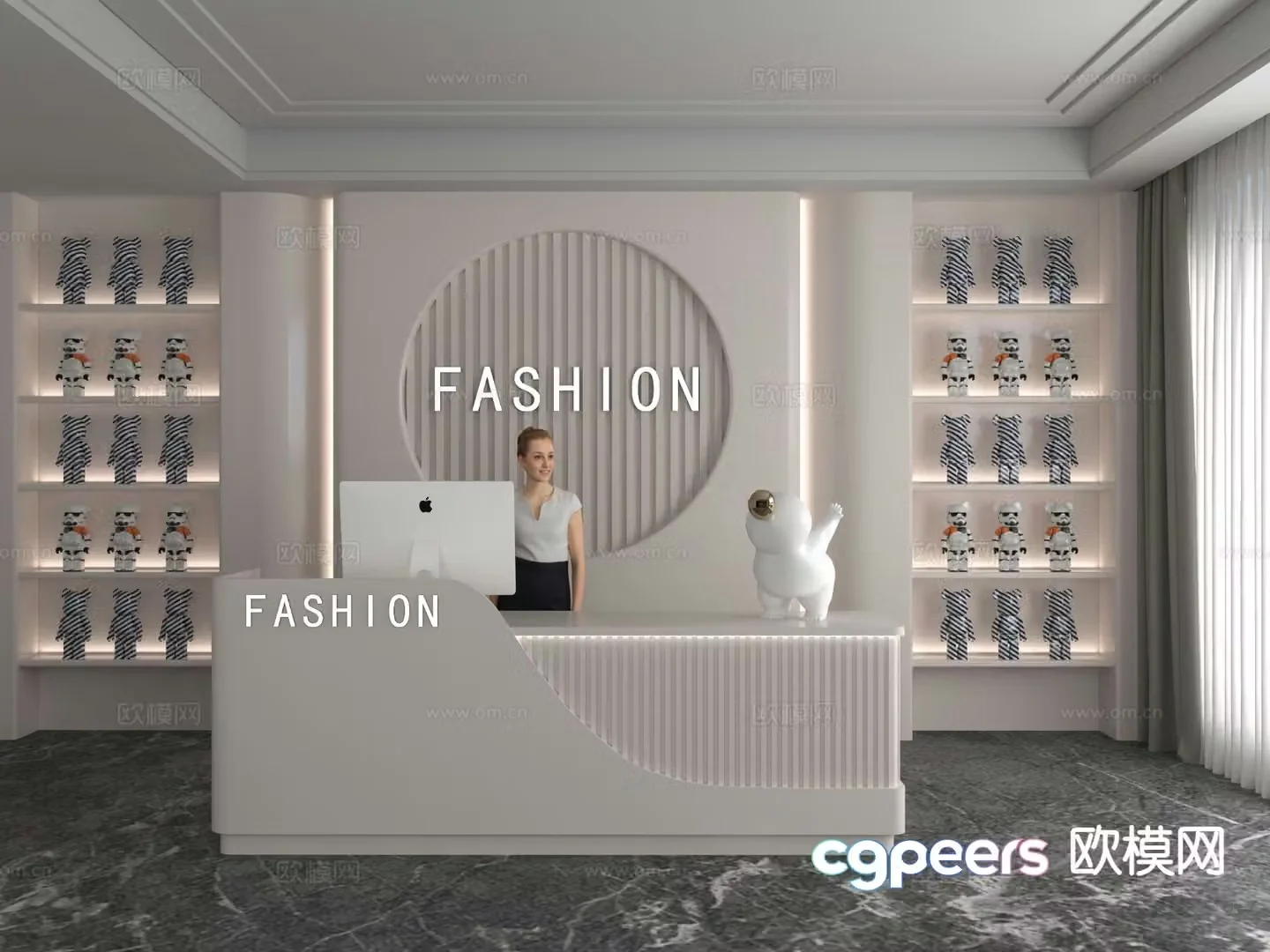 Modern front desk reception desk 3d model