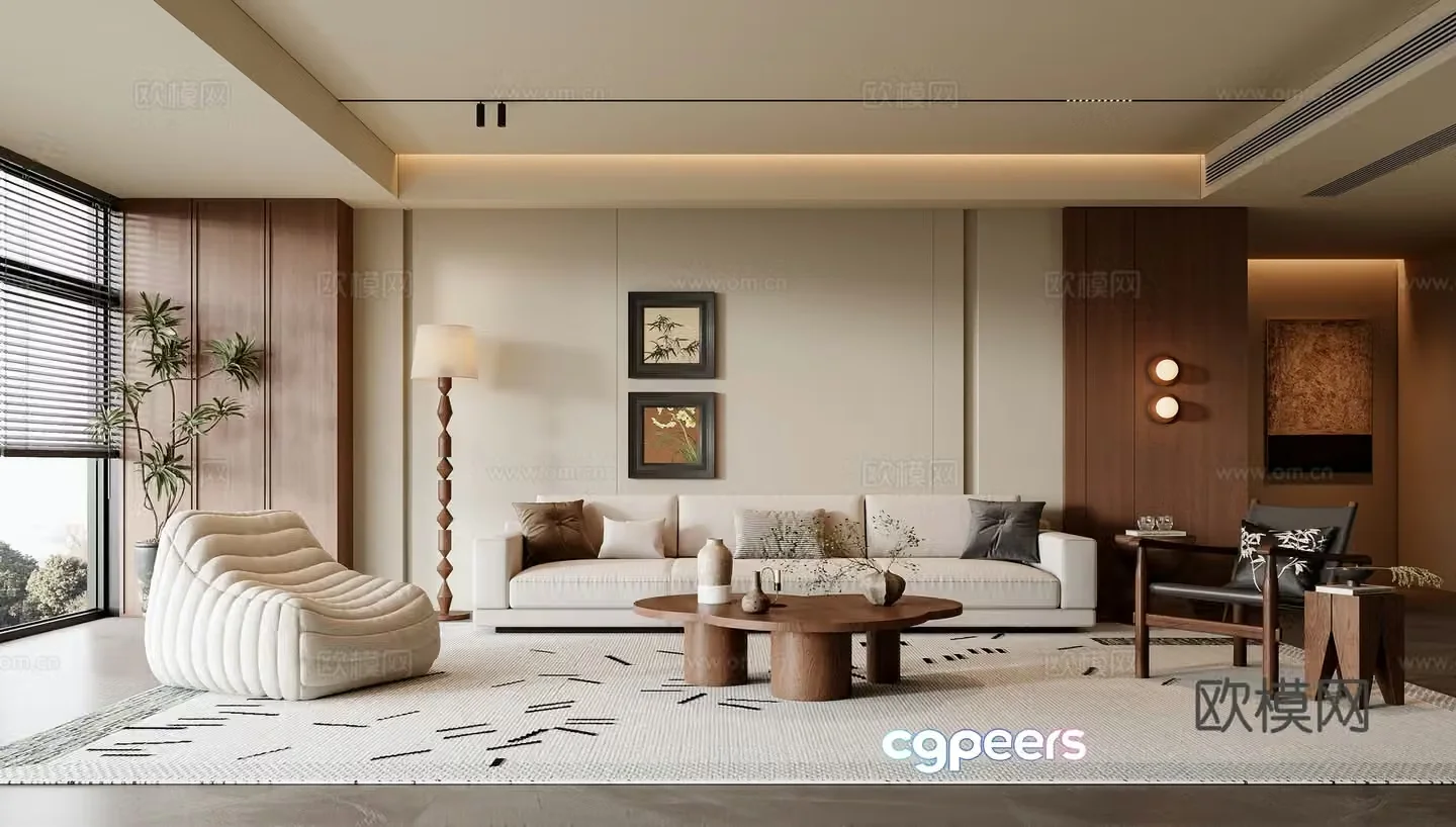 Middle-aged living room 3d model