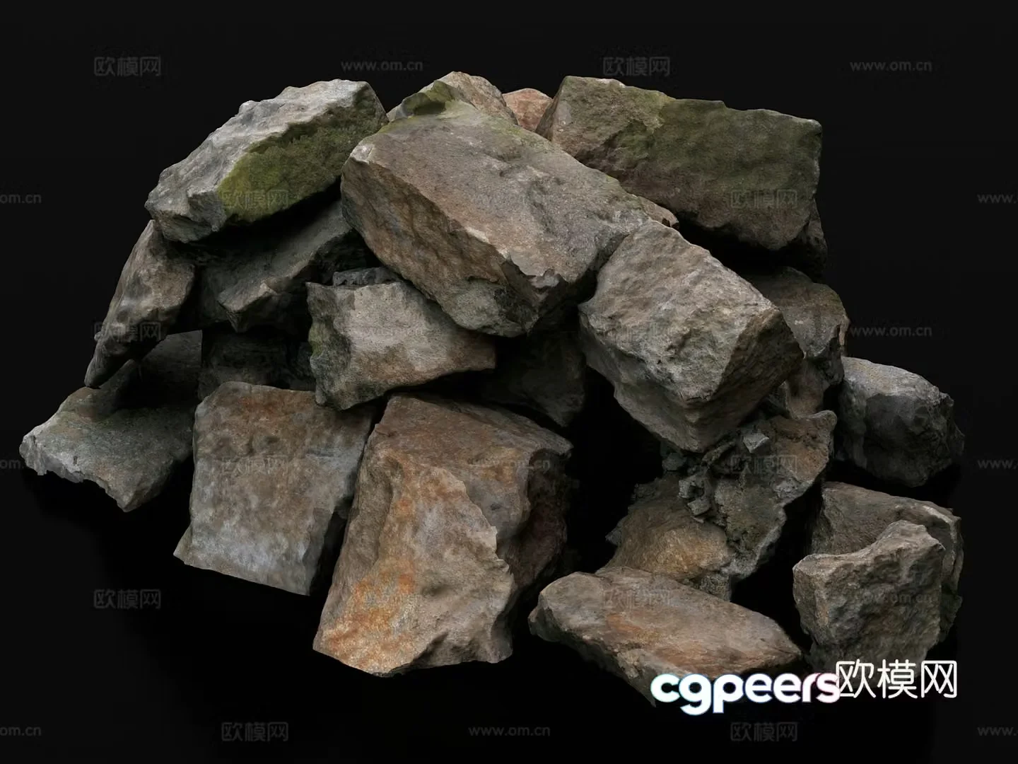 stone rock stone pile 3d model