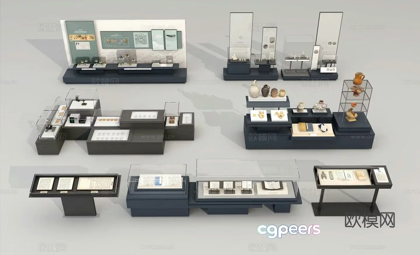 Museum booth showcase new Chinese display rack 3D model