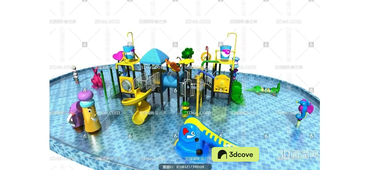 A 3D Rendering Of A Colorful Playground