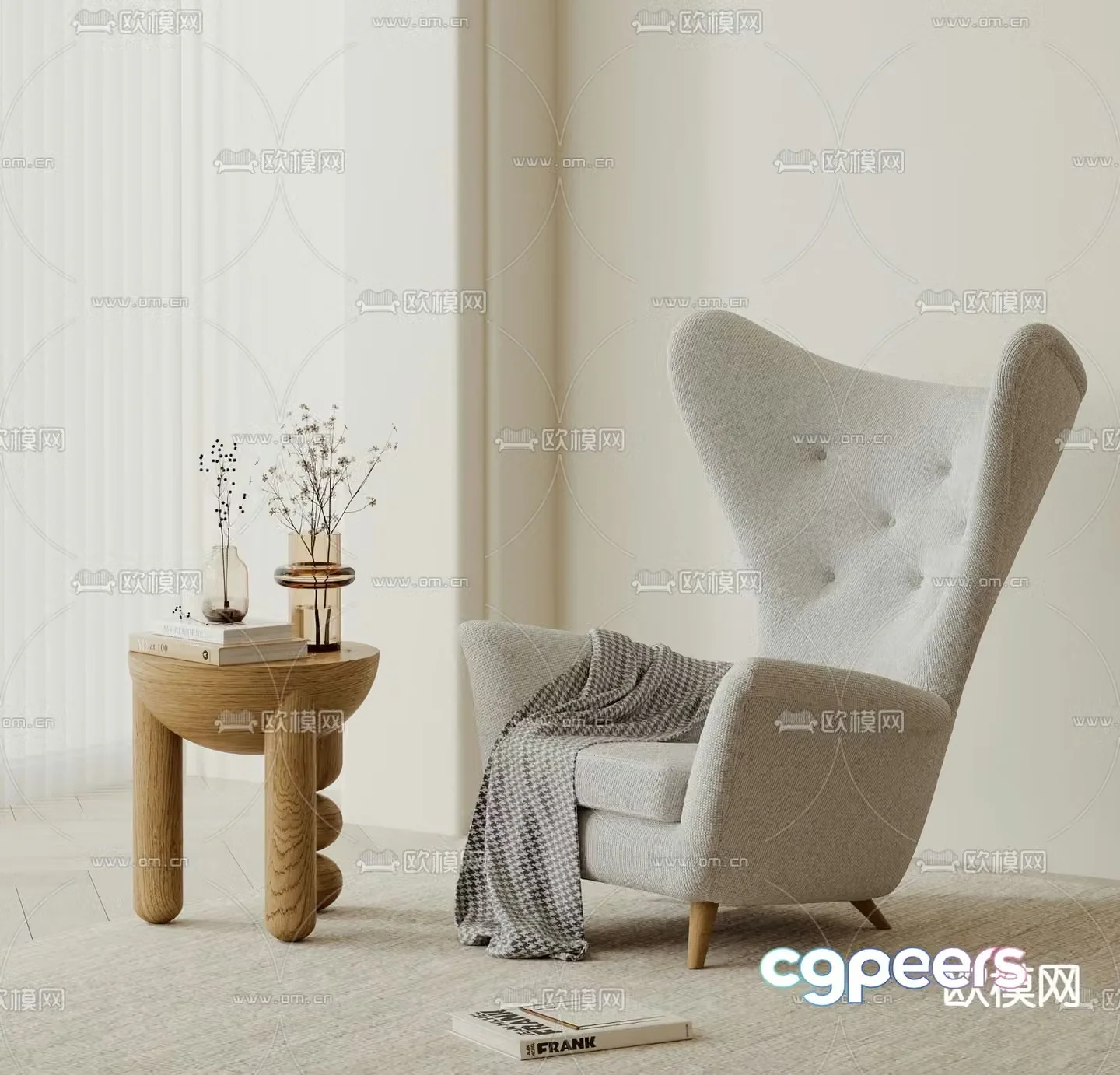 Single sofa sofa chair round table 3d model