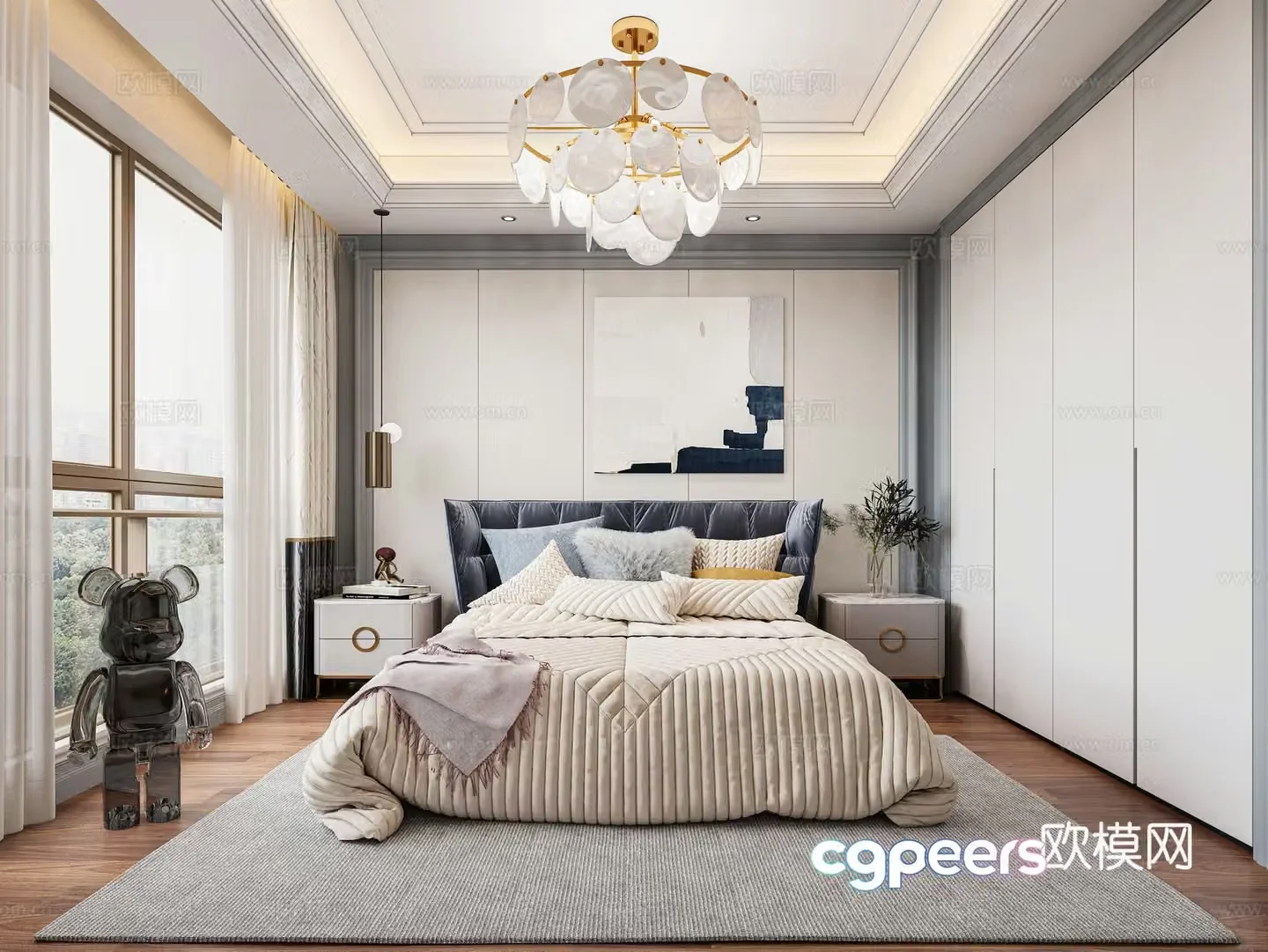 Simple European bedroom 3d model