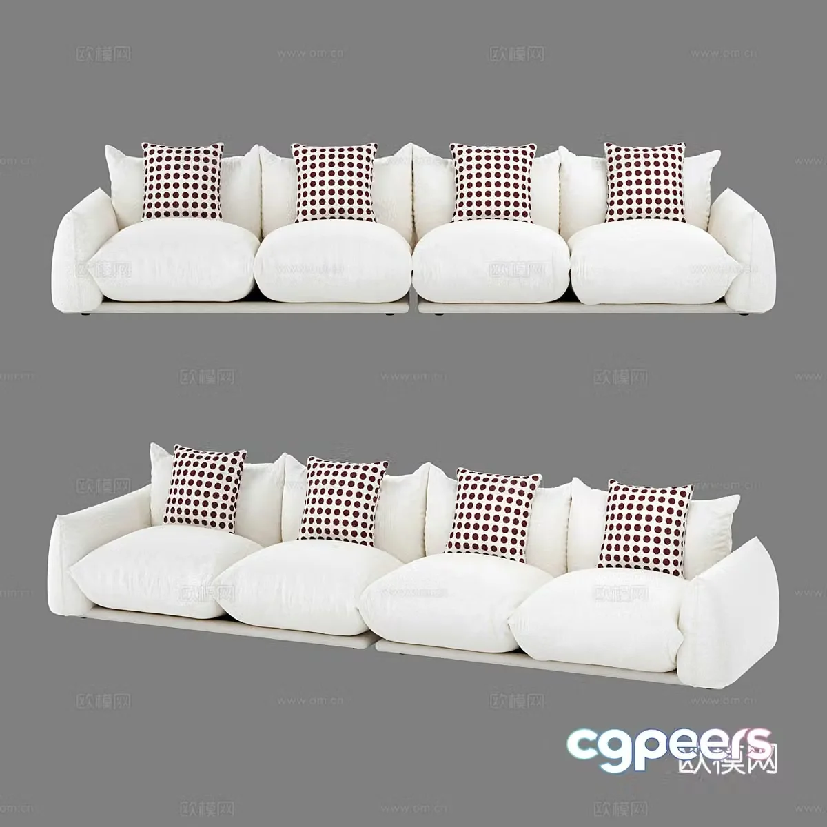 Multi-person sofa upholstered sofa 3d model