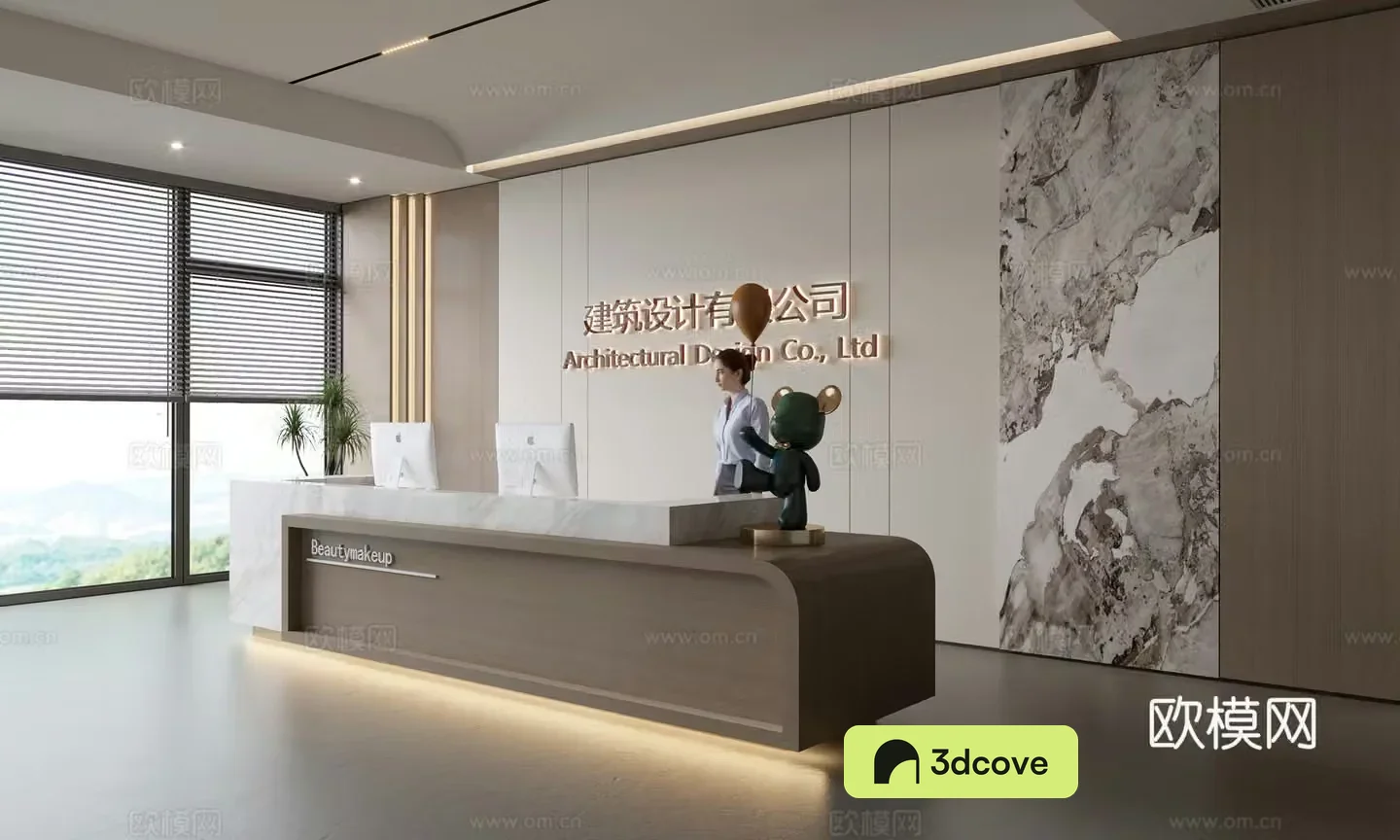Modern company front desk reception area bar reception desk service desk company front desk background