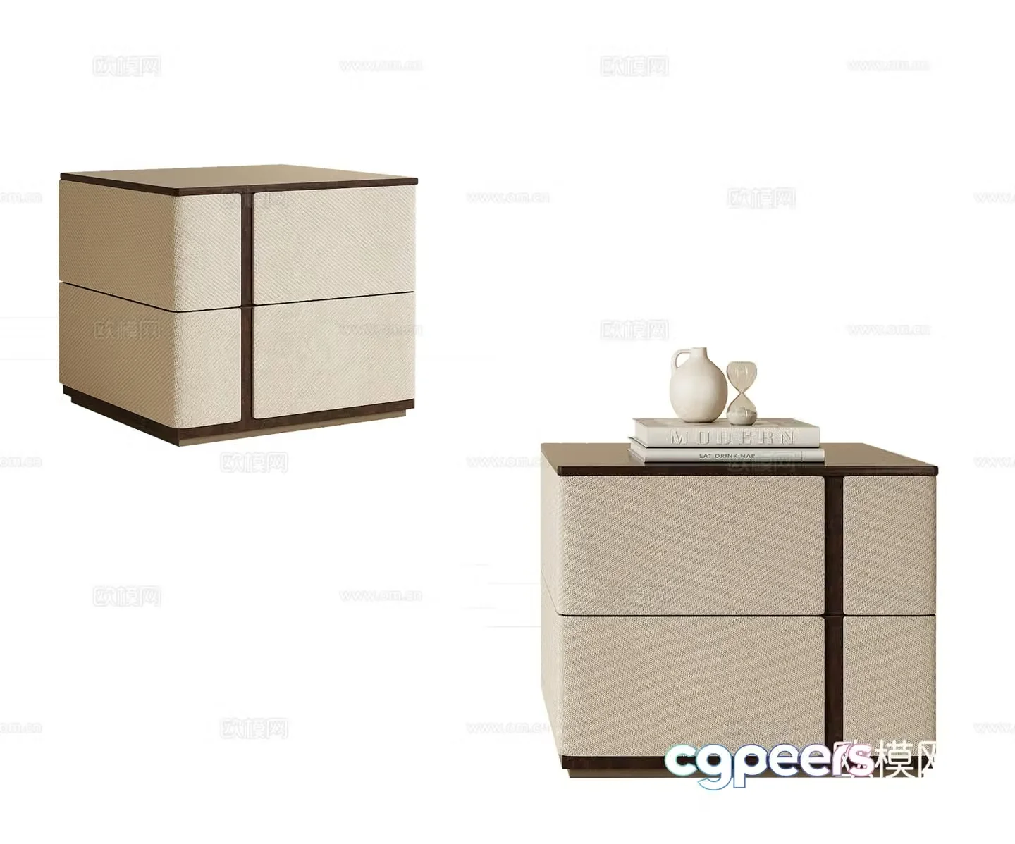 Modern light luxury bedside table retro bedside table finished bedside table square bedside table side table 3D model