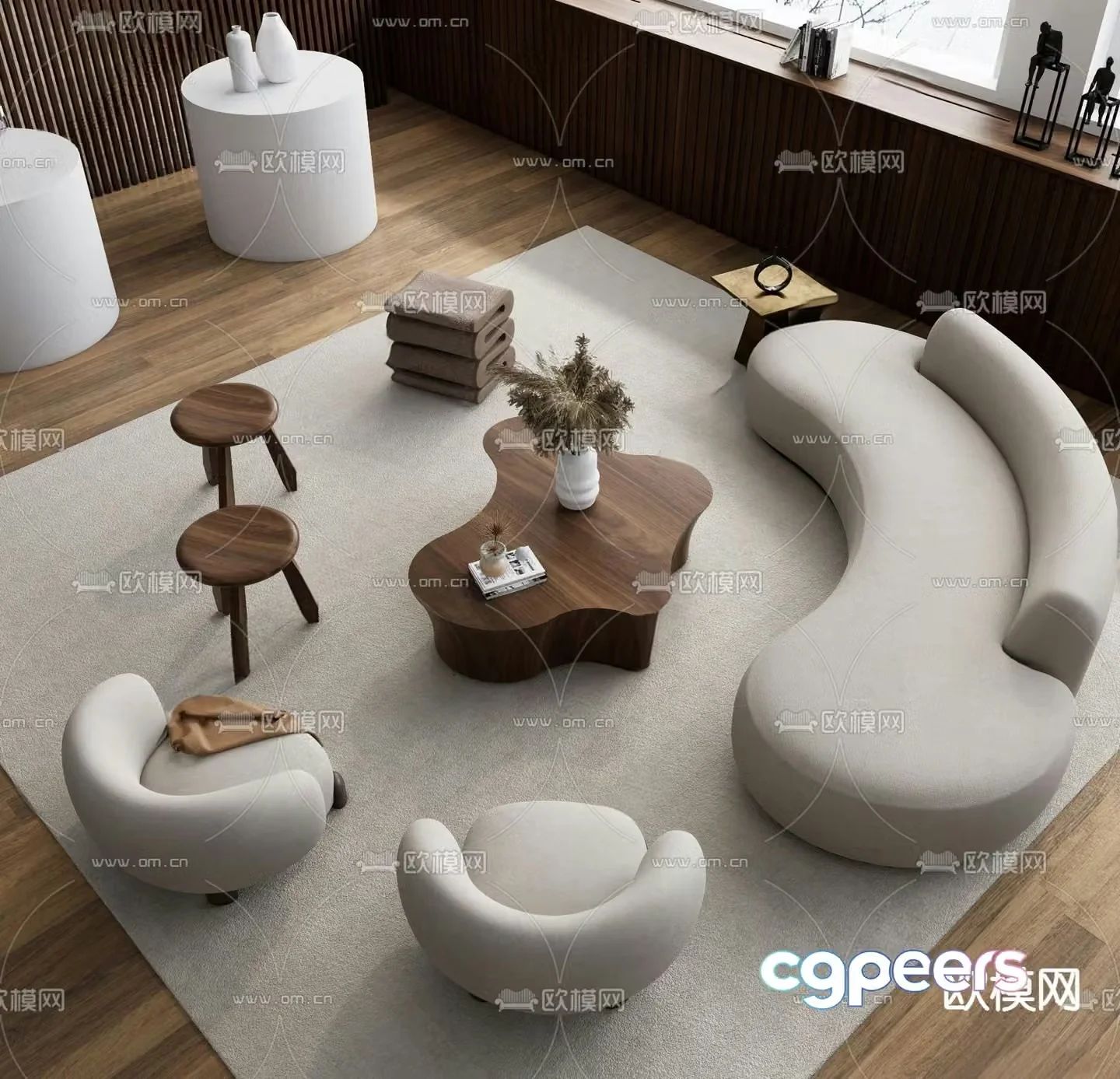 Wabi Sabi modular sofa curved sofa 3d model