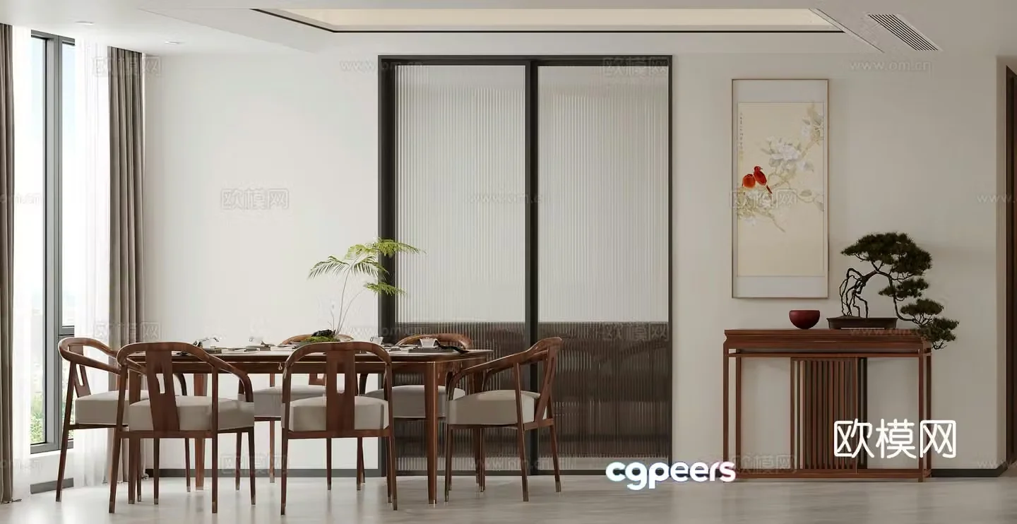 New Chinese restaurant Middle style restaurant Entrance cabinet Entrance wall Entrance view desk Entrance view cabinet 3D model