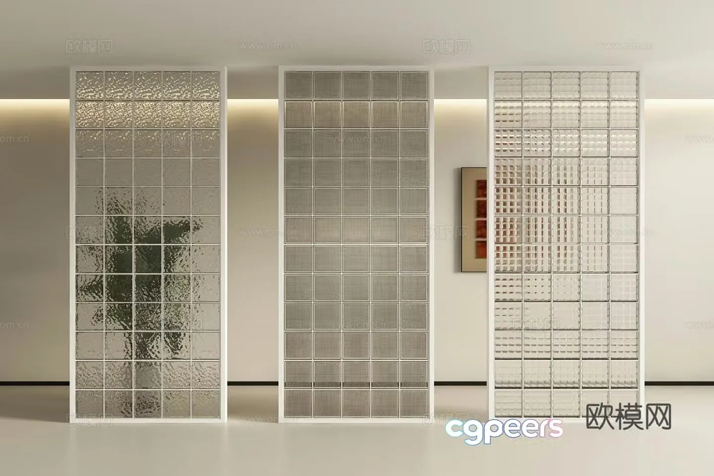 Modern glass brick partition 3d model
