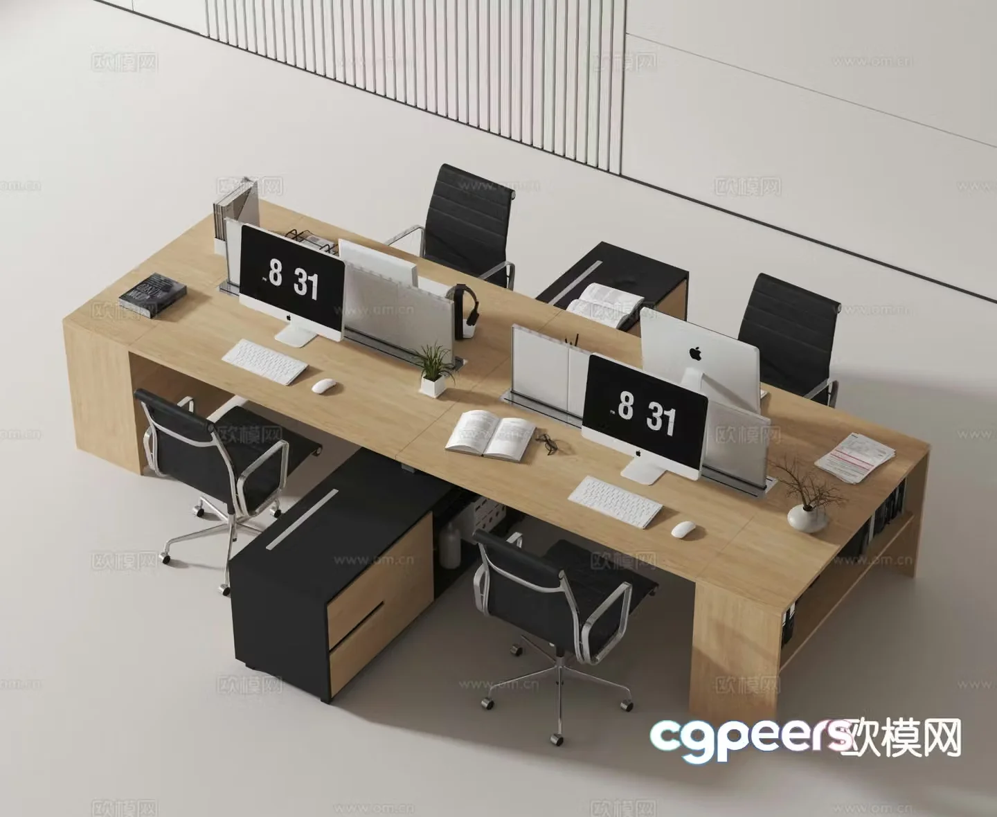 Modern office desk and chair post card slot 3d model
