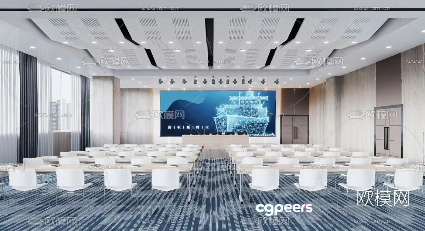 Modern hotel conference room lecture hall 3d model