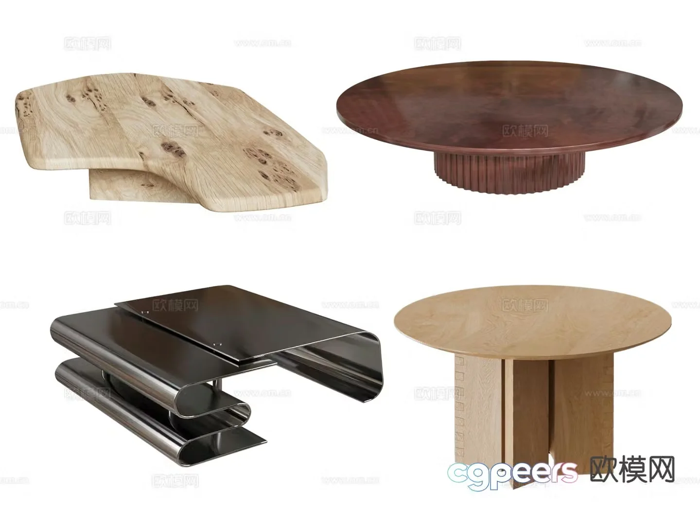 Special shaped coffee table solid wood coffee table 3d model