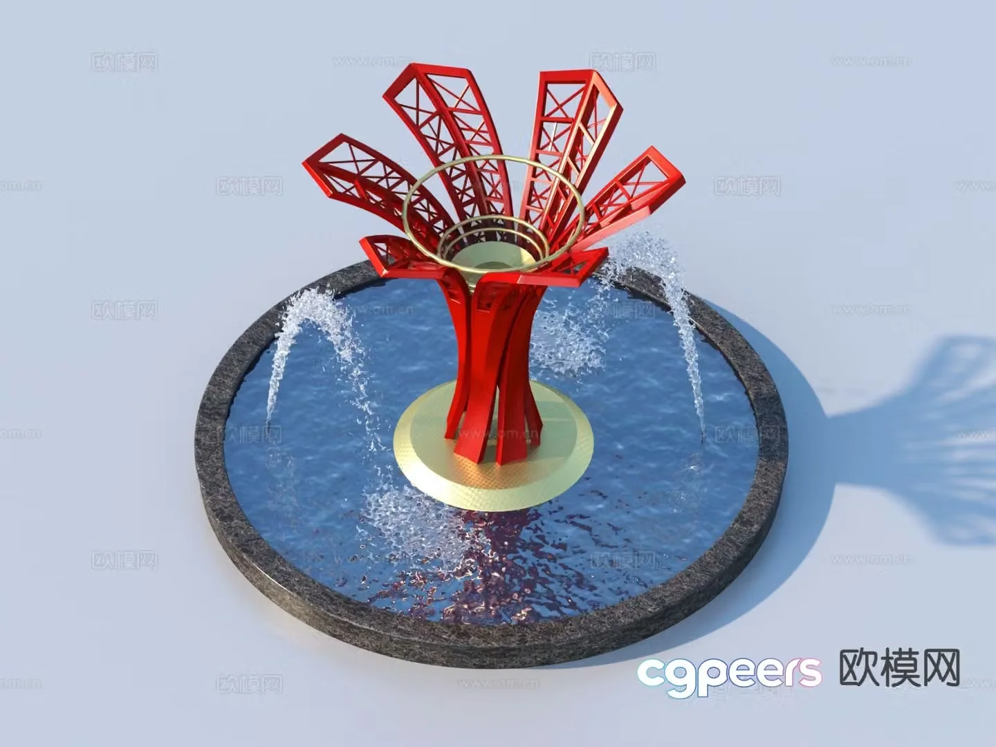 Urban sculpture water fountain landscape sculpture 3d model