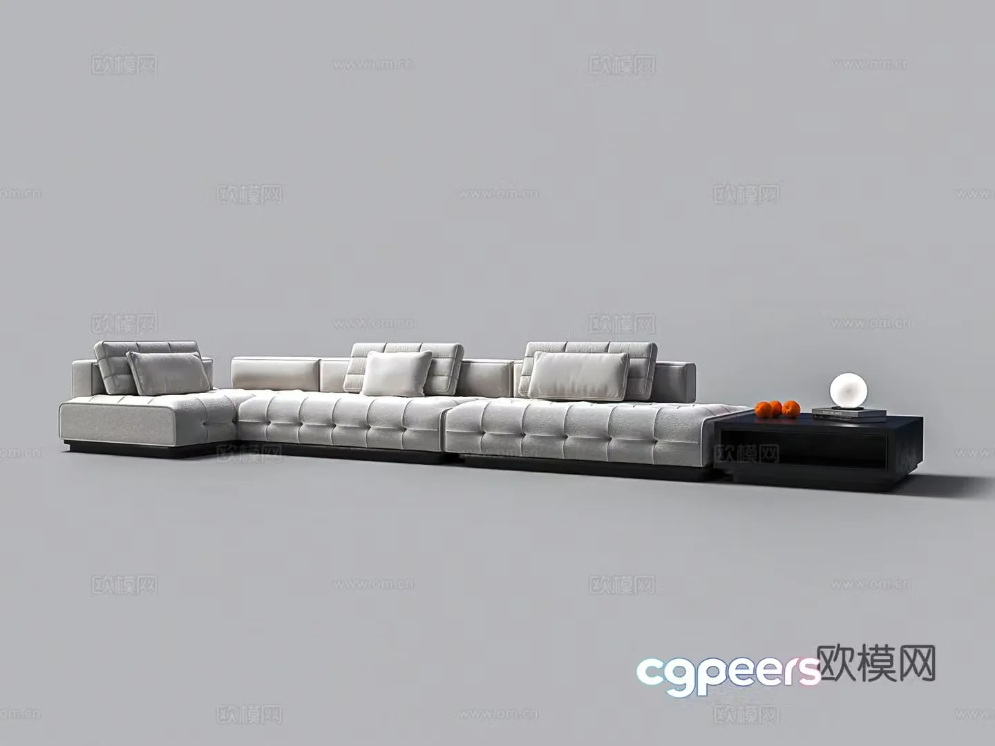 Modern upholstered canvas sofa multi-person corner sofa 3d model