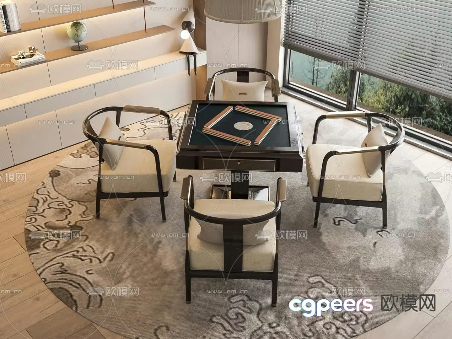 New Chinese Mahjong Table 3D Model