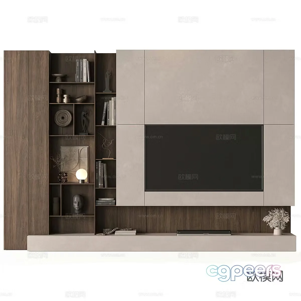 Modern minimalist TV background wall 3d model