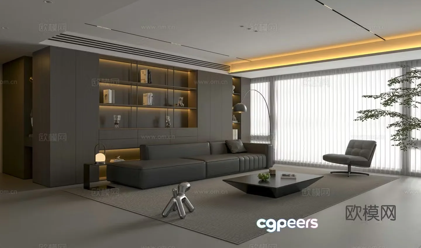 Modern Italian living room Italian light luxury living room Italian sofa coffee table 3D model