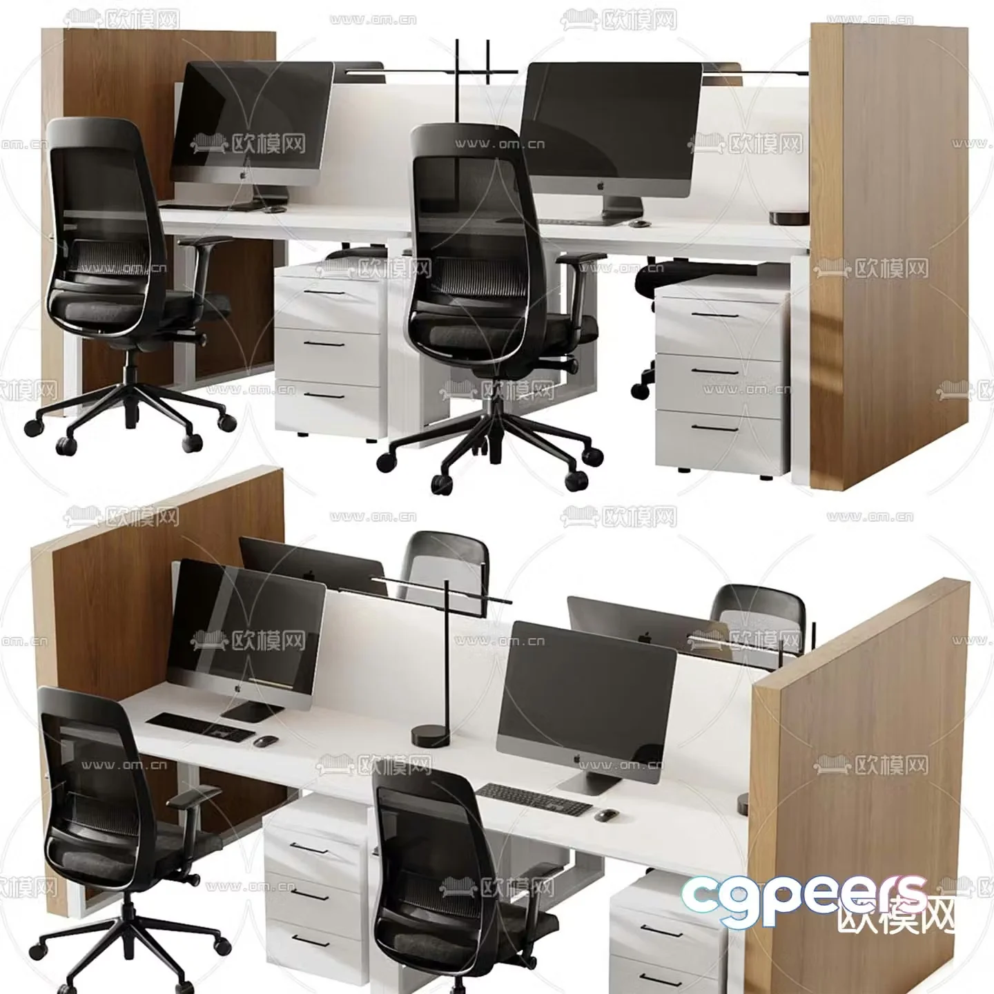 Desk post work station card position 3D model