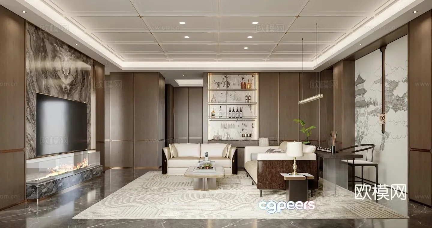 New Chinese style living room 3d model