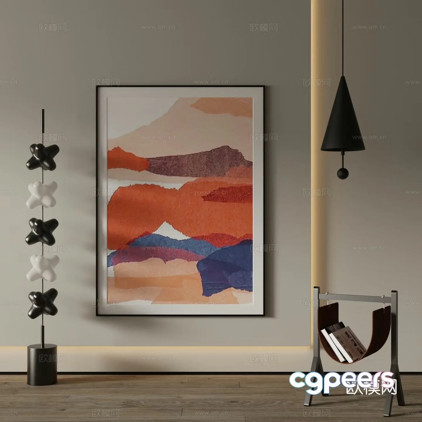Modern decorative painting Abstract painting 3d model