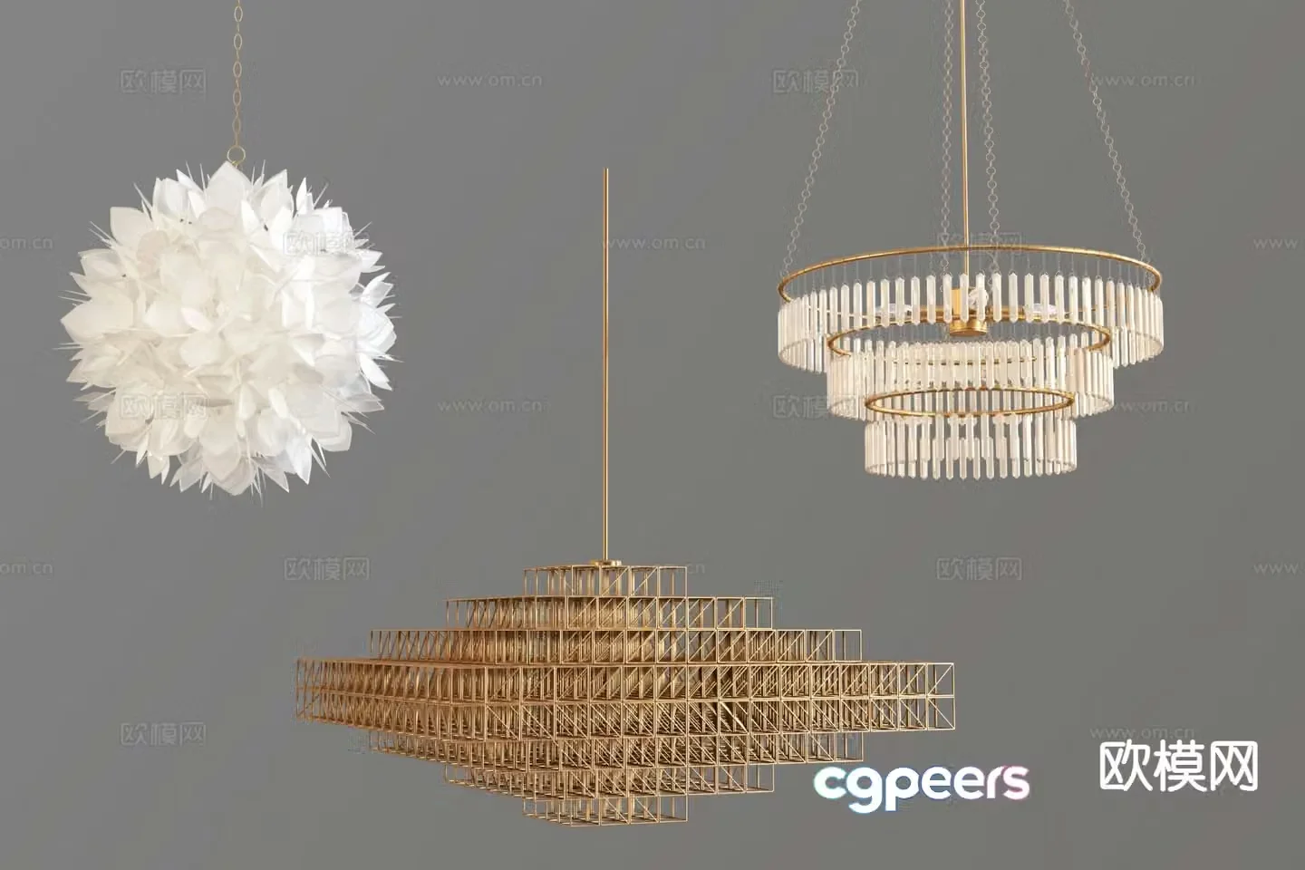 Modern metal chandelier crystal chandelier 3d model