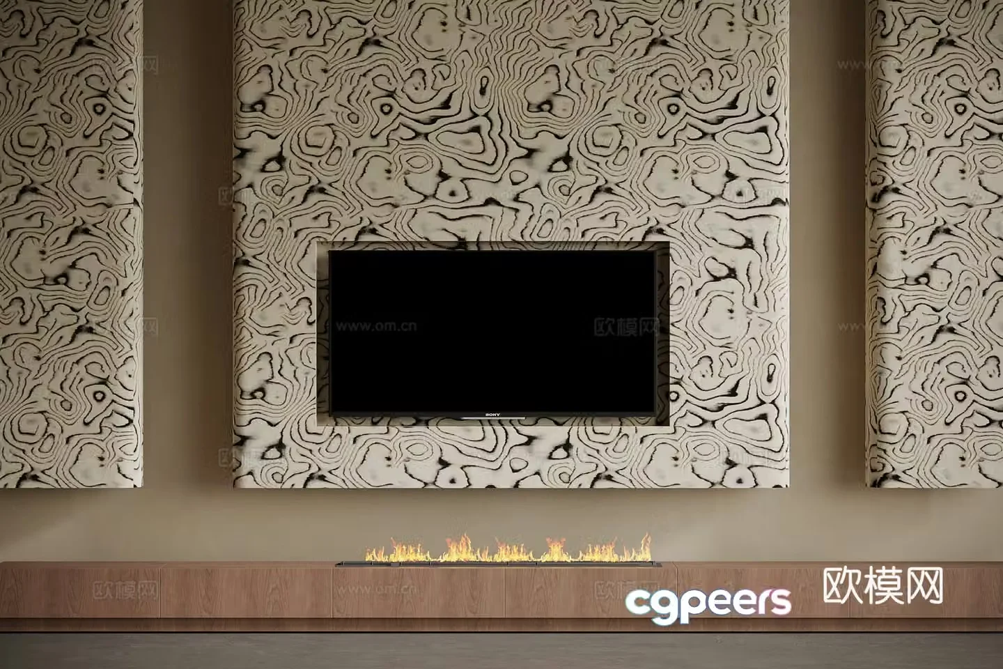 Modern medieval style TV background wall 3d model