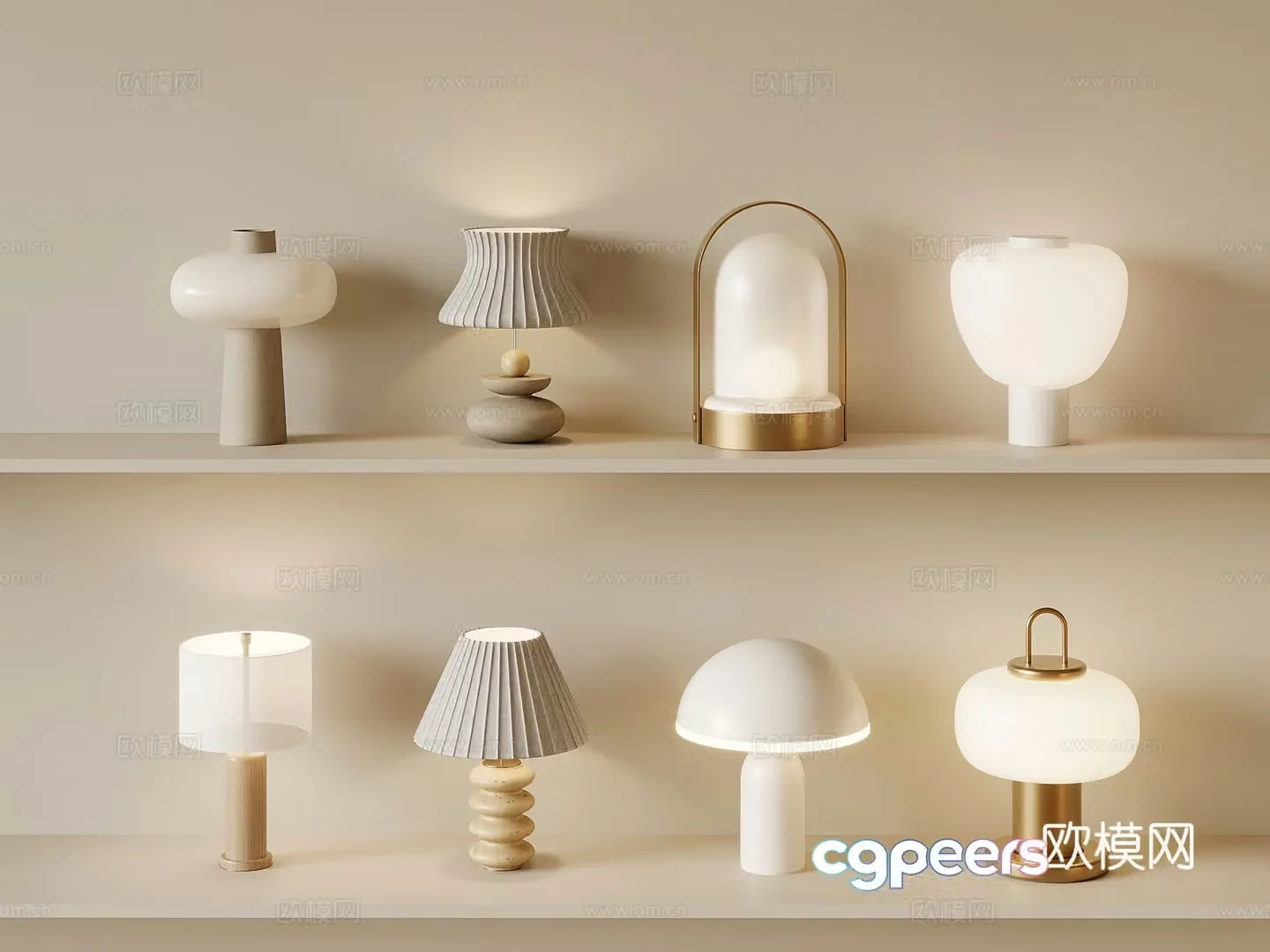 Table lamp Modern cream wind table lamp 3d model