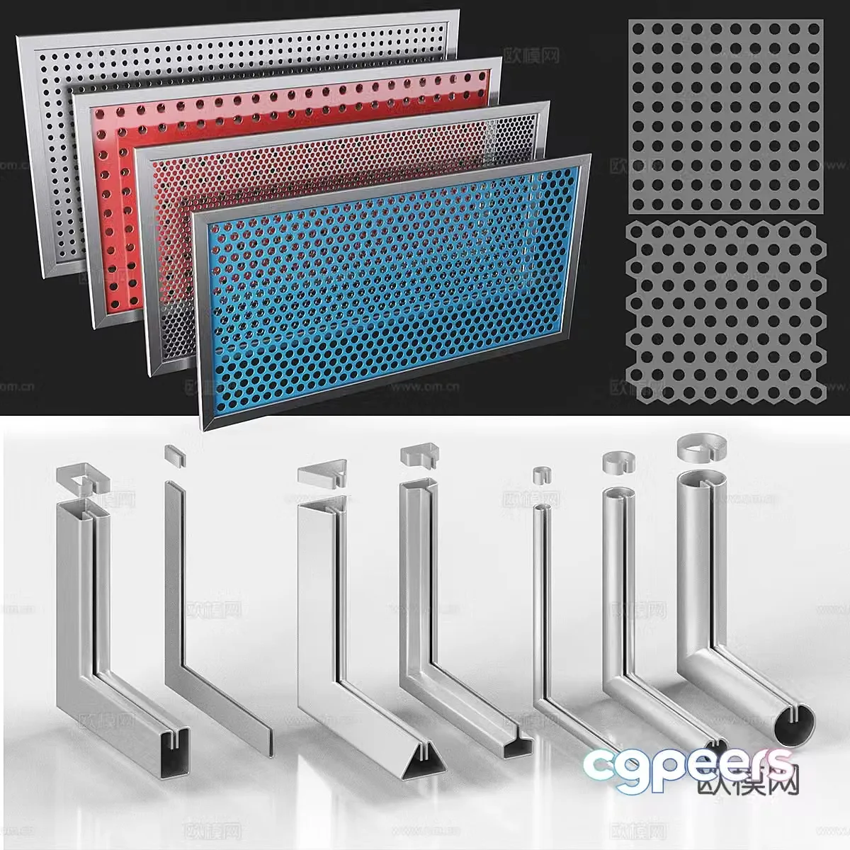 Porous screen (Rv Rg) and profile 3D model