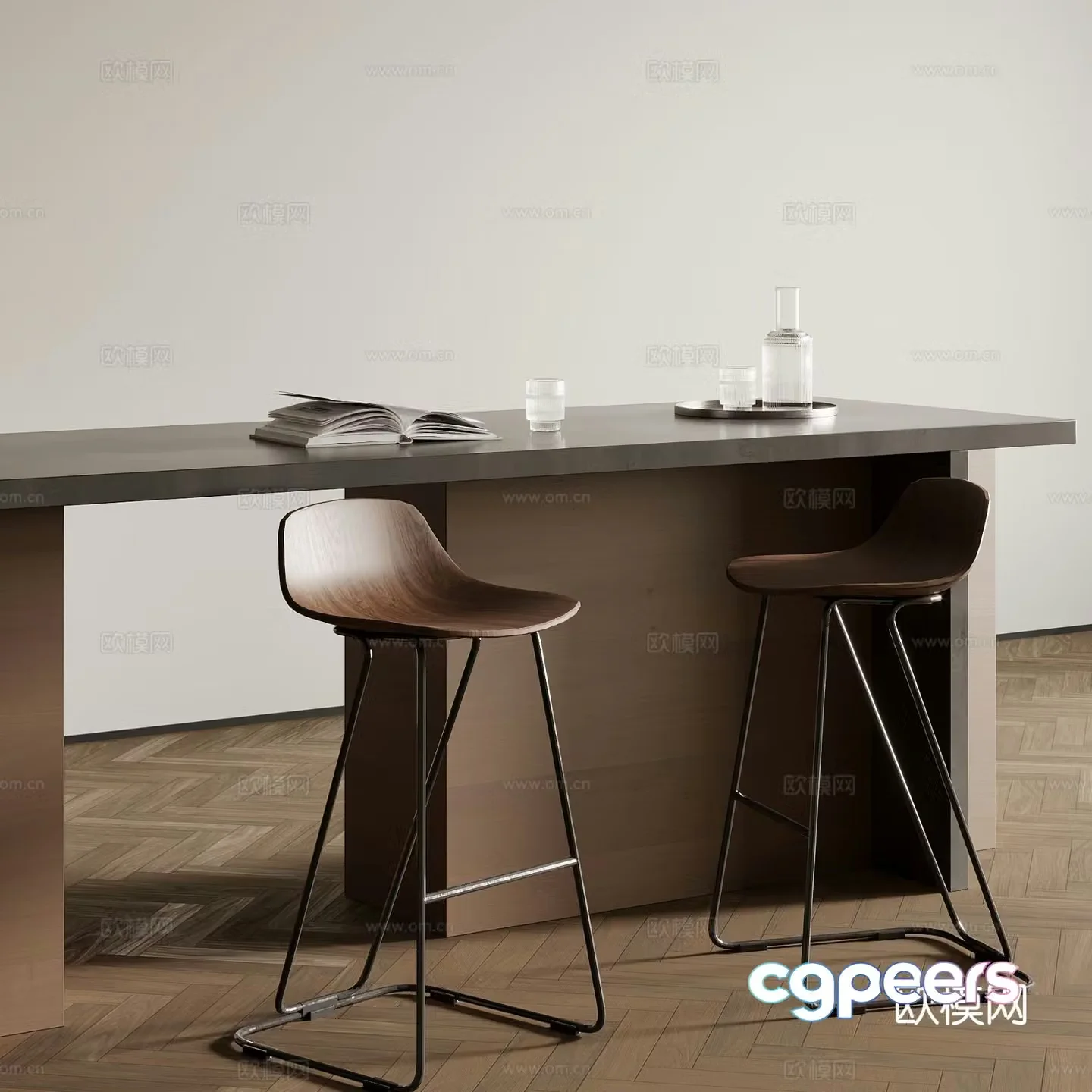 Middle-aged style bar chair Middle-aged style bar chair Dining chair 3D model
