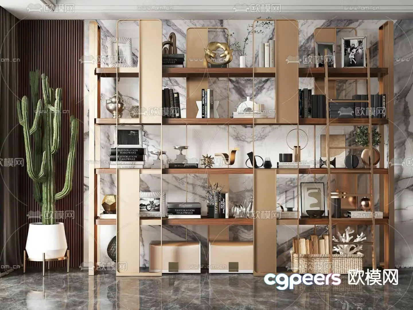 Light luxury decorative cabinet storage rack display rack 3D model