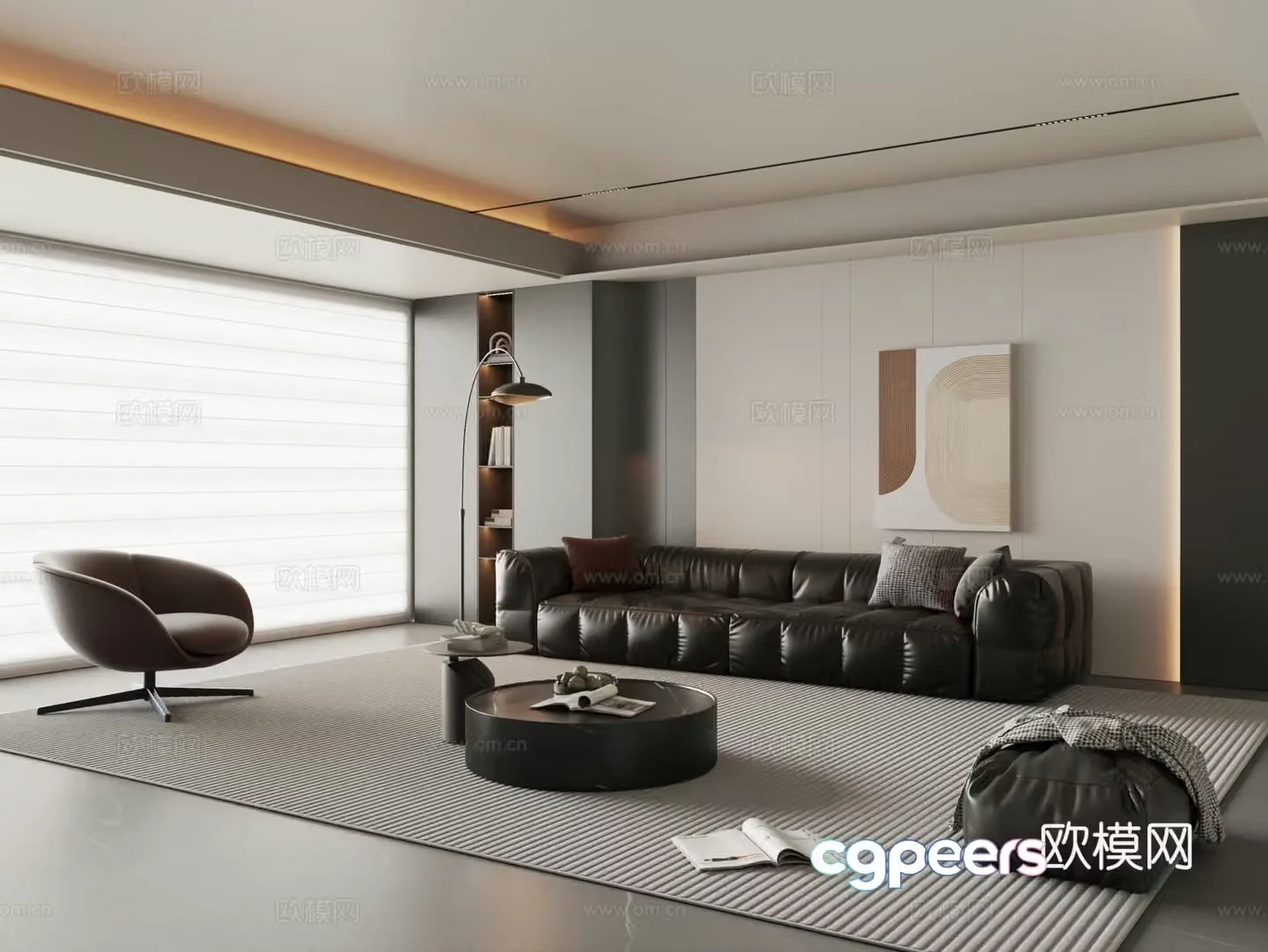 Modern Italian home living room sofa coffee table combination 3D model