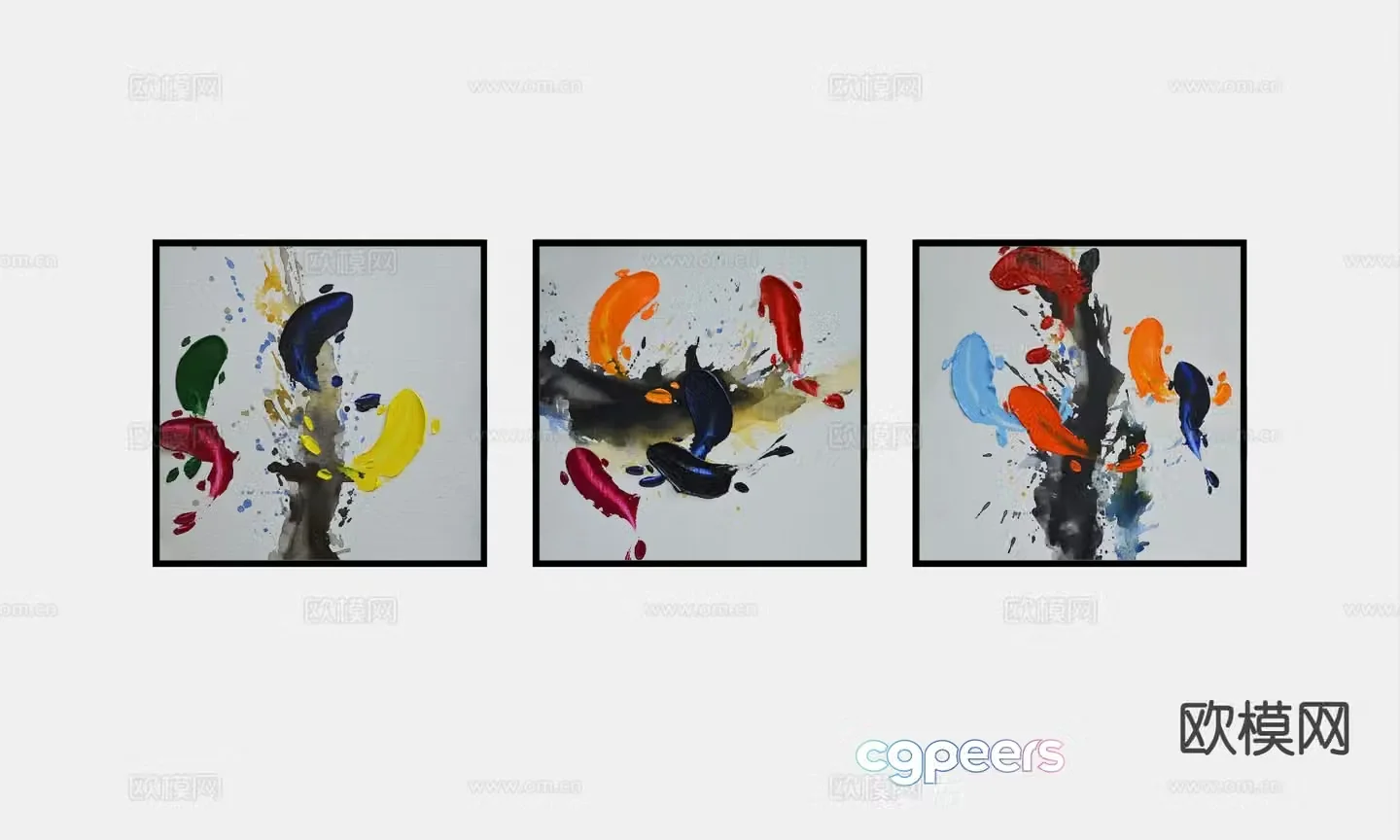 Chinese combination painting abstract painting decorative painting 3d model