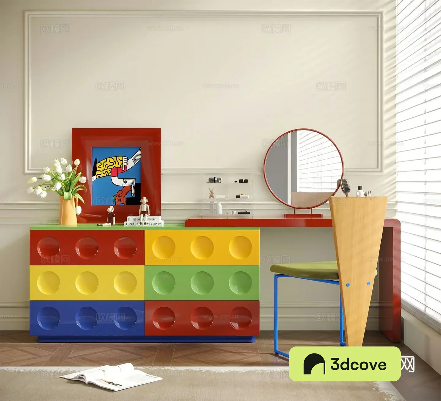 Modern Bauhaus dressing table decorative cabinet desk and chair