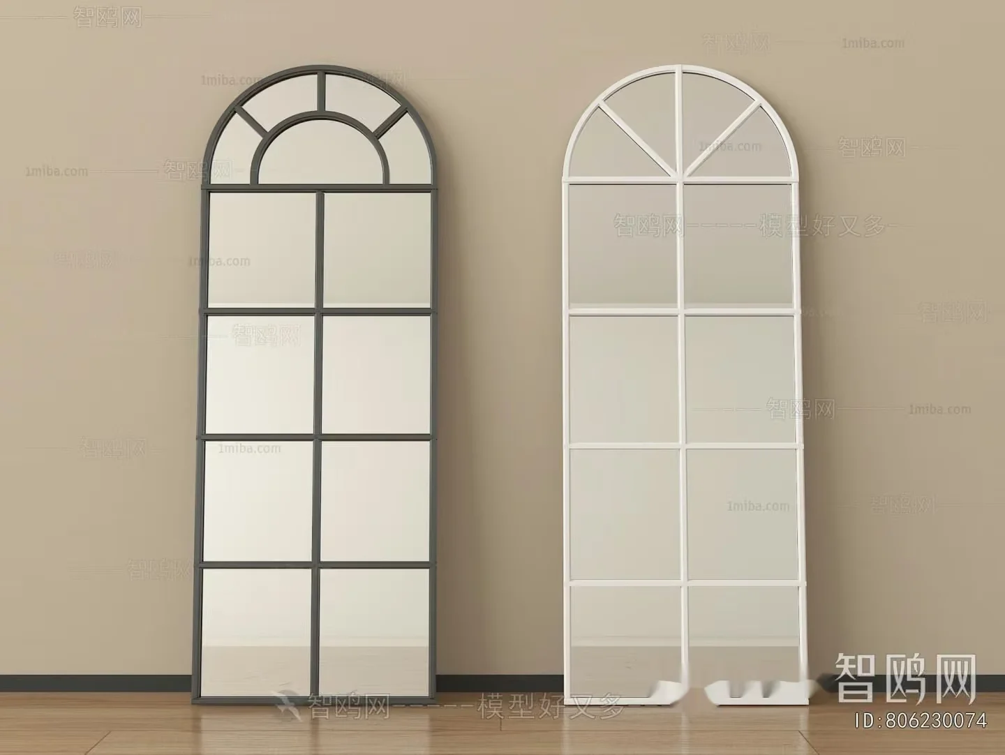 A Tall Mirror With A White Frame 3D Model – 7825 – VRAY Render