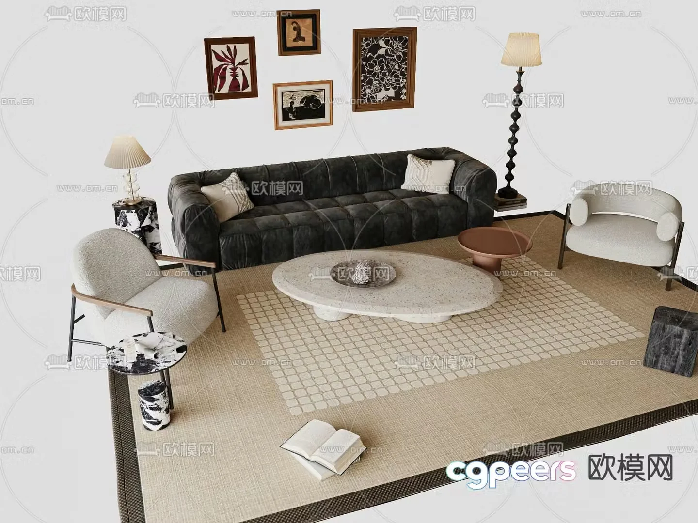 Medieval style modular sofa 3D model
