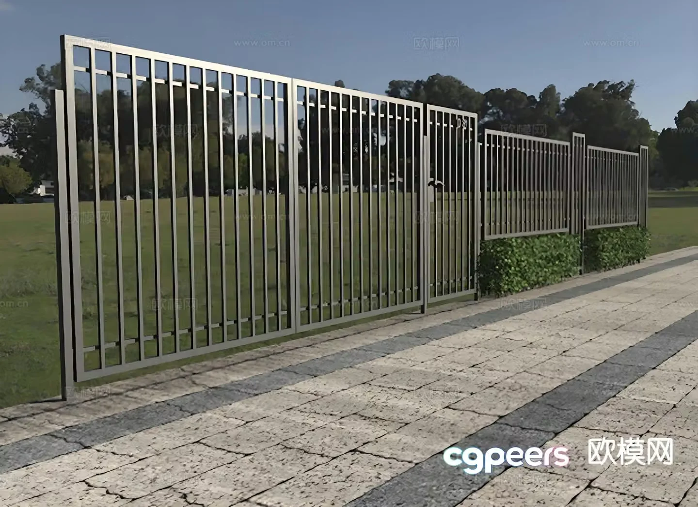 Simple courtyard wall courtyard fence 3d model