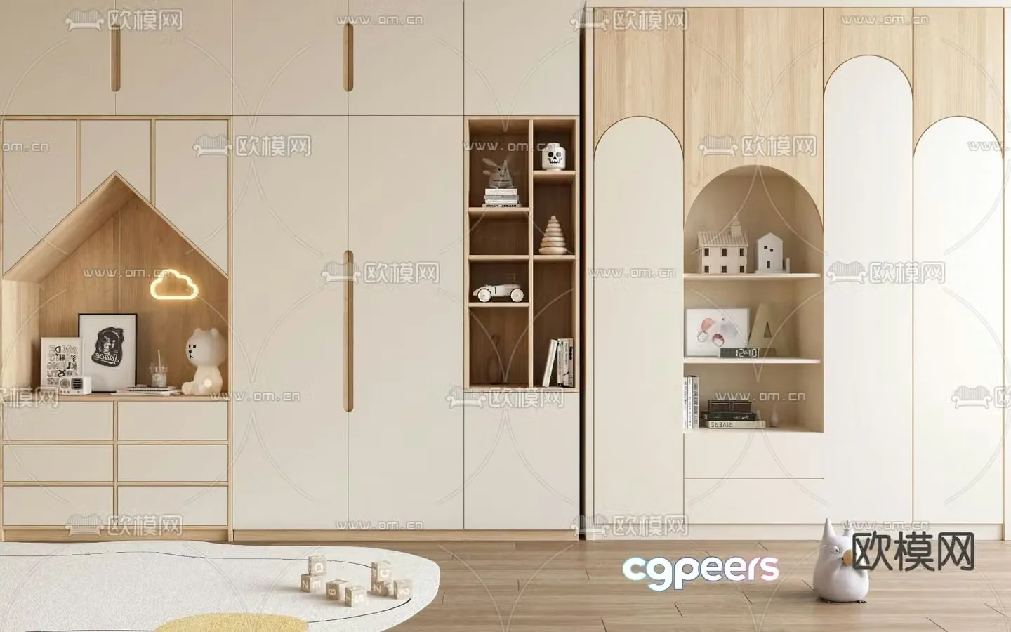 Modern children’s locker toy cabinet wardrobe 3d model