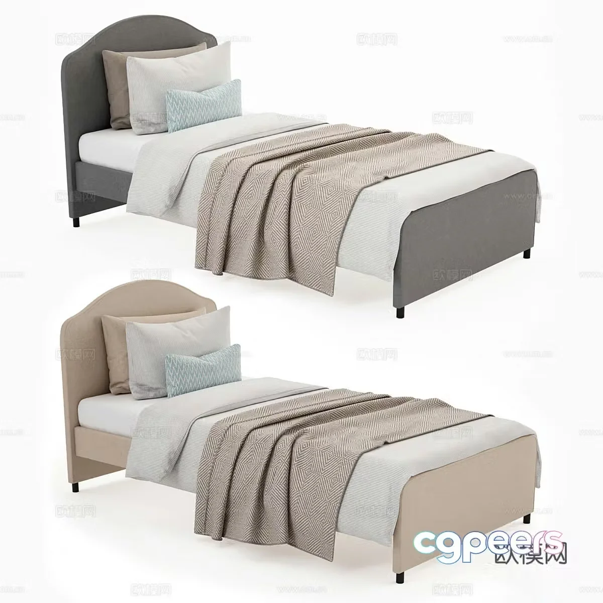 Modern single bed 3d model