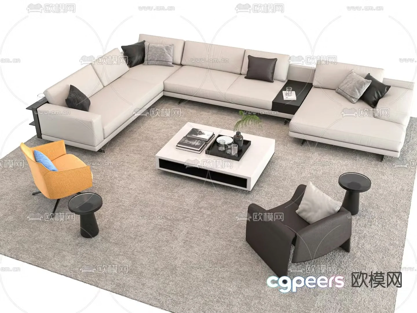Corner sofa modular sofa 3d model