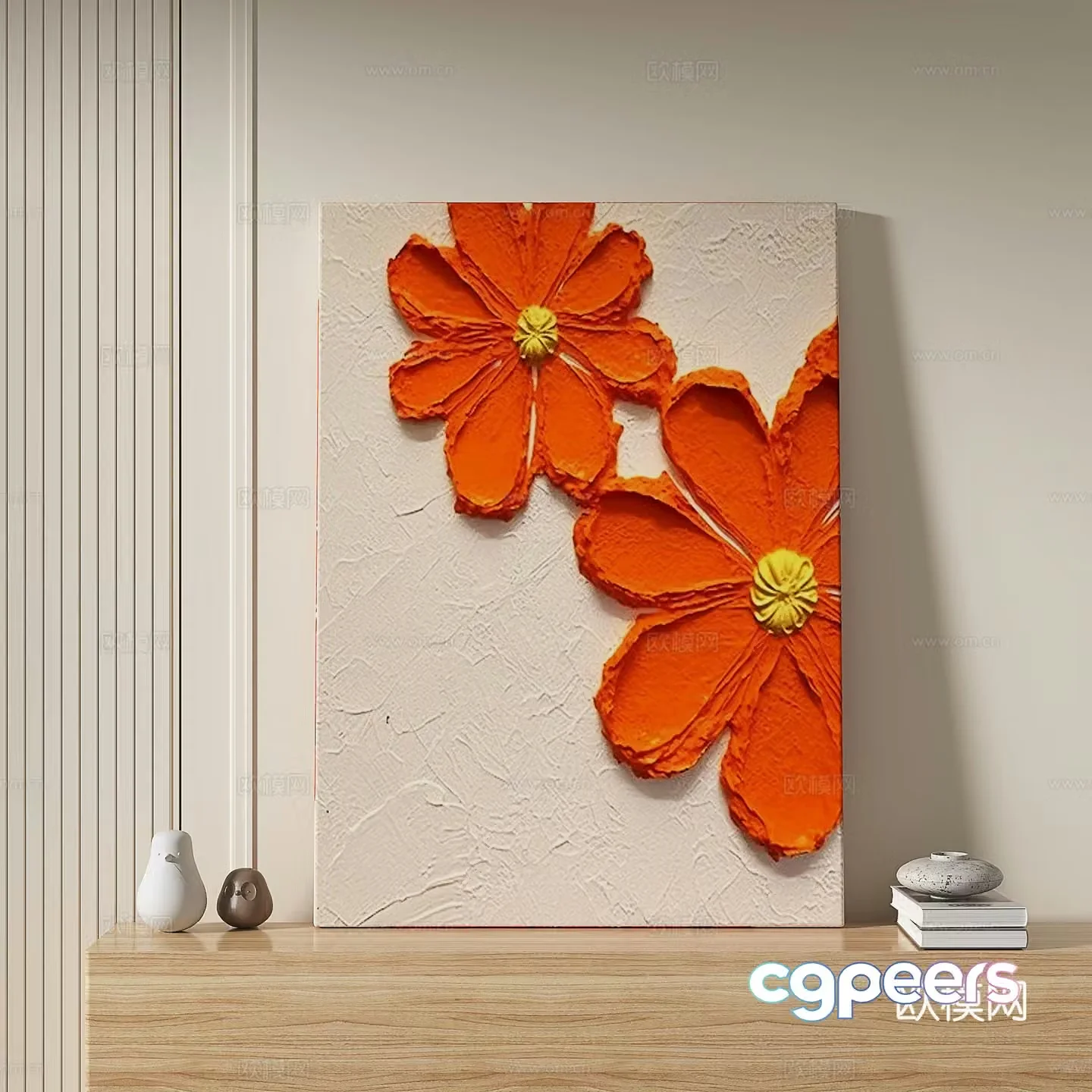 Modern simple light luxury wasabi decorative painting 3d model