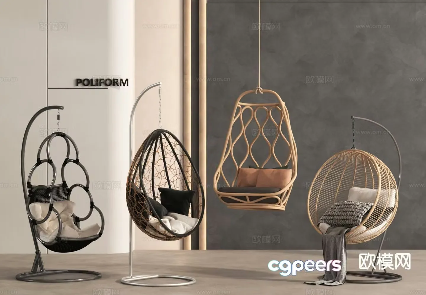 Hanging chair swing chair cradle chair egg chair 3d model