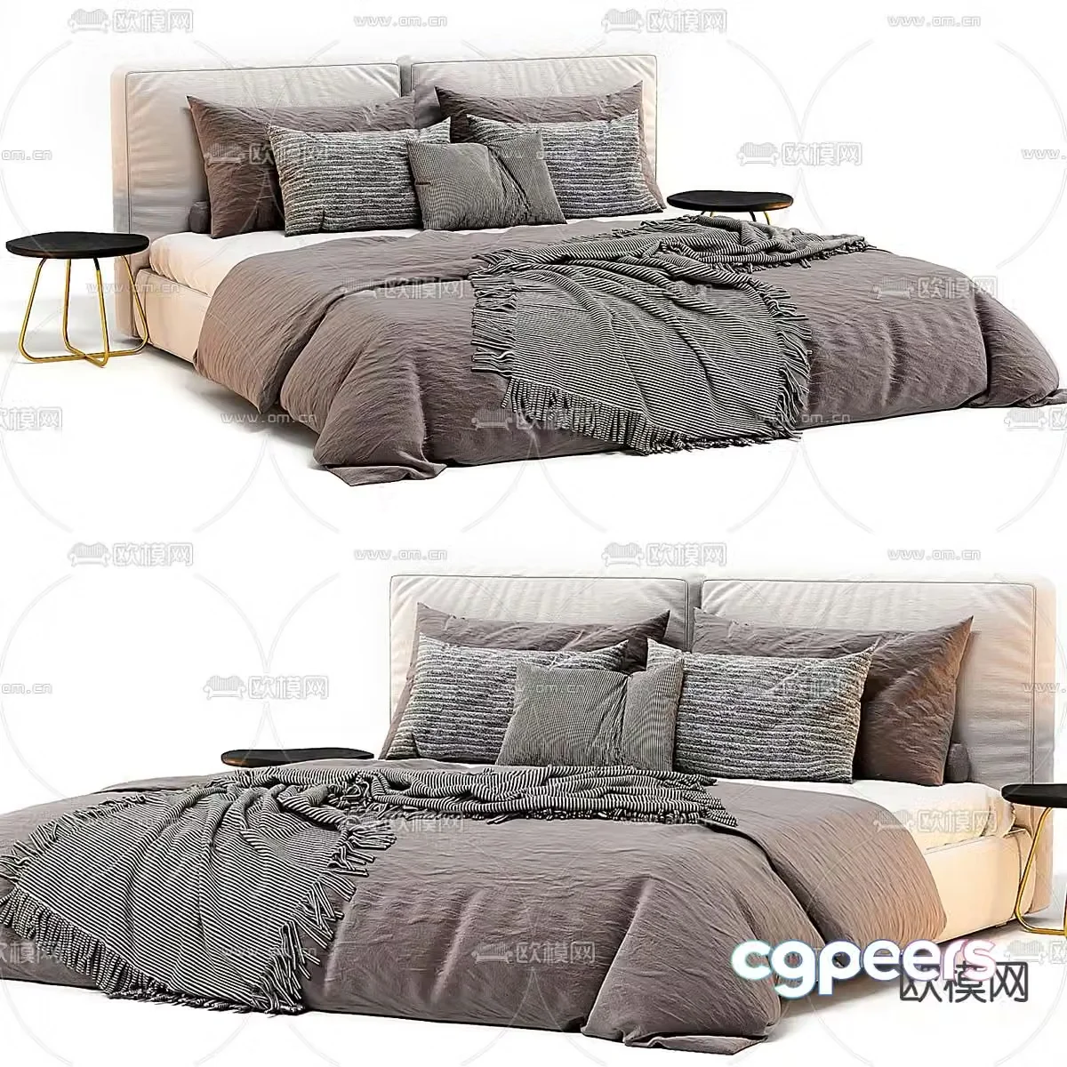 Double bed commercial bed 3d model