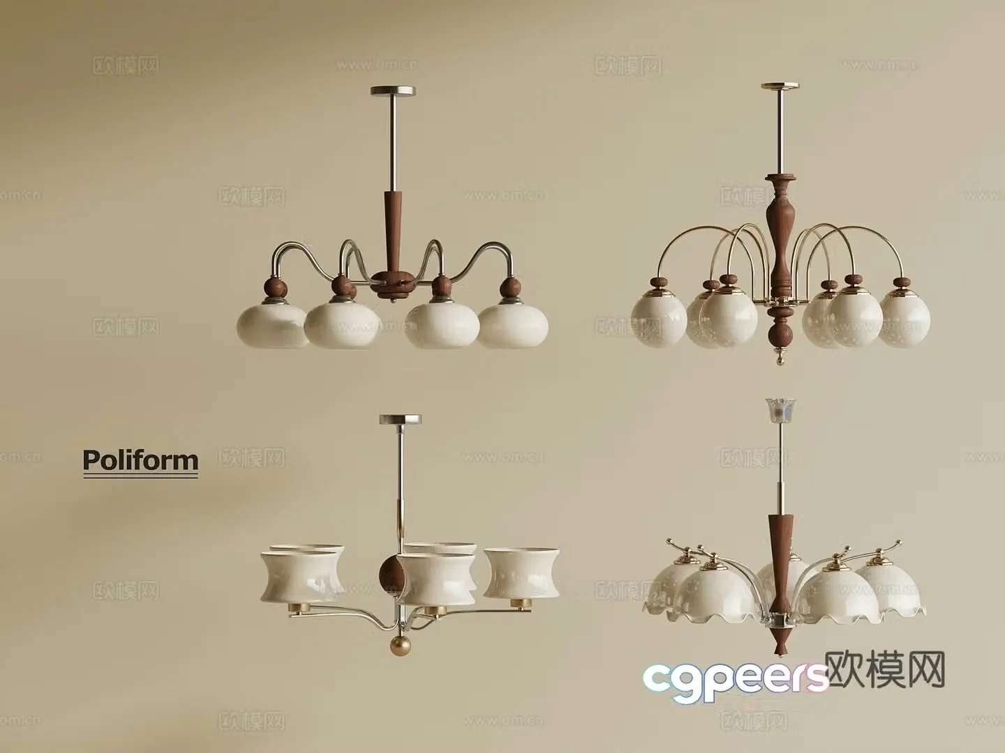 French medieval chandeliers Restaurant chandeliers Multi-head chandeliers 3D model