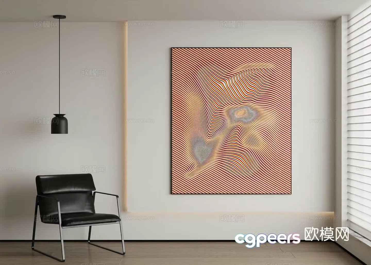 Modern abstract painting decorative painting 3d model