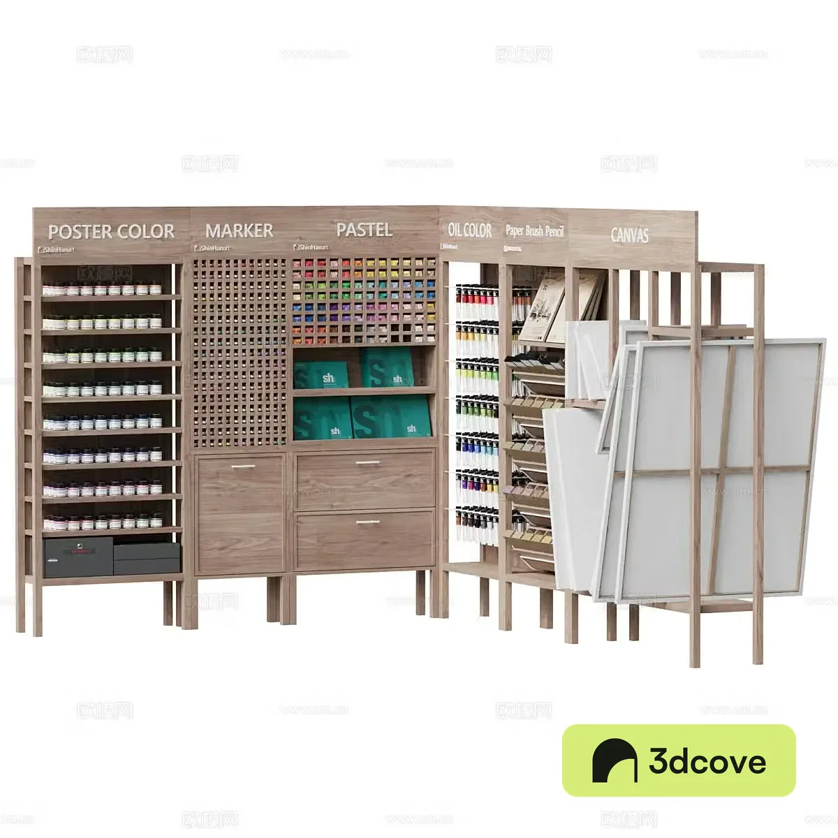 Paint pigment color display cabinet