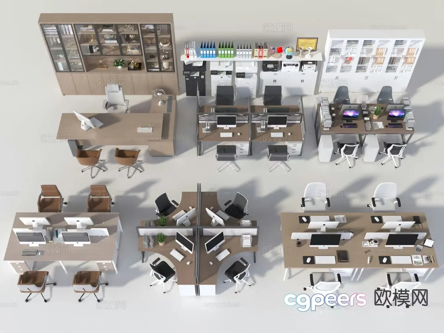 Card space desk work station post 3d model