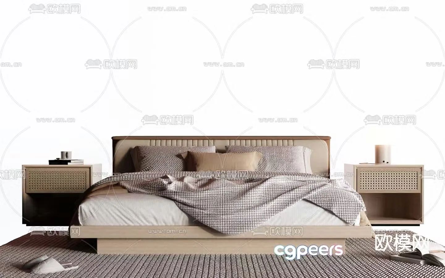 Wabi-sabi double bed 3d model
