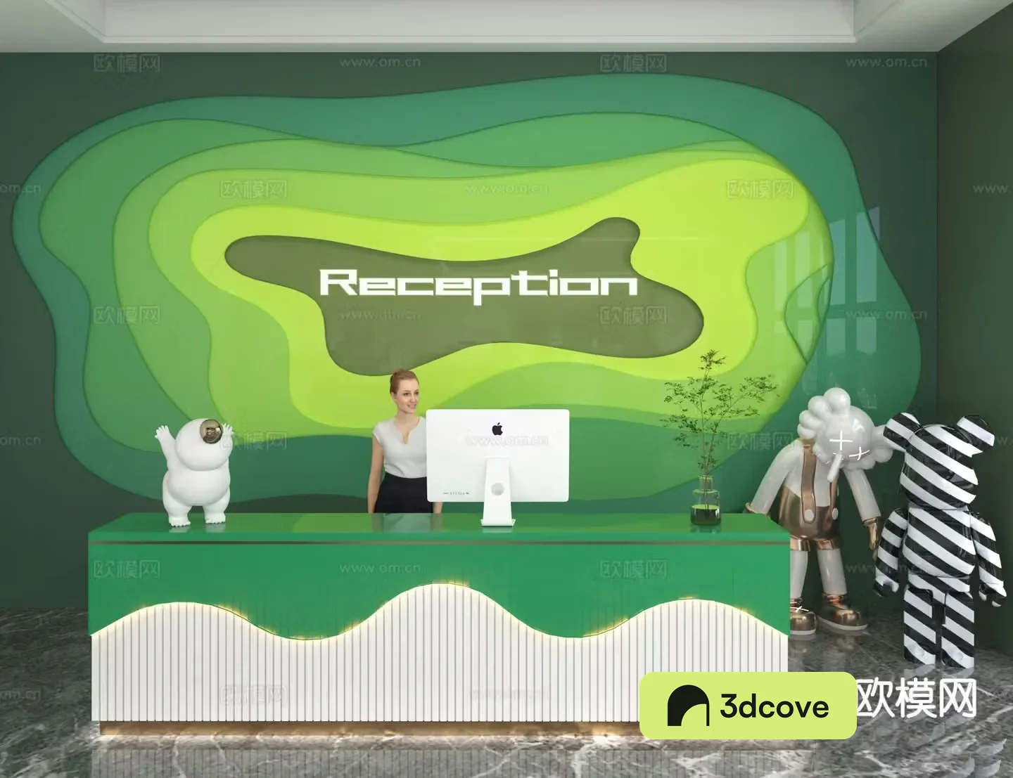 Modern front desk reception desk information desk office background